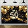 50th Birthday Happy Party Photography Background Glitter Black Gold Balloons Background Shining Fifty