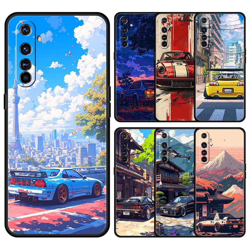 JDM Tokyo Drift Sports Car For Realme GT Neo 2 3 3T 5 Phone Case 12 11 5G 10 9 8 5G 7 6 GT5 GT3 GT2 Pro C21 C11 C25 C35 Cover