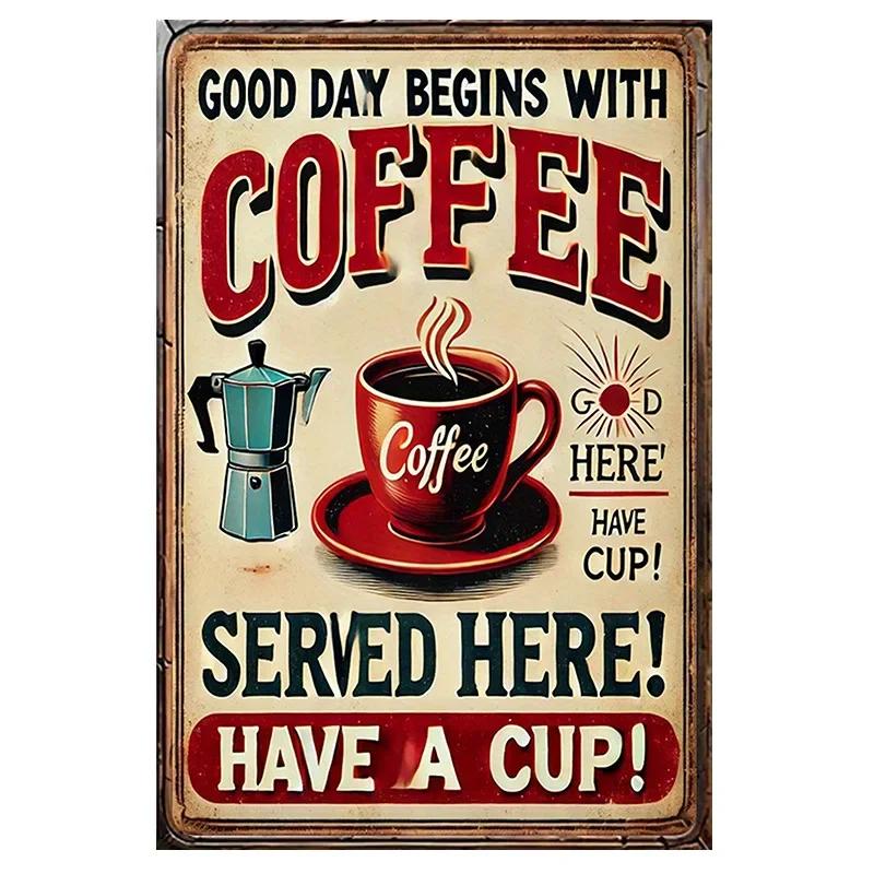 Coffee Fruit Juice Cocktails Tin Sign Art Crafts Tinplate Billboard Decor for Bar Kitchen Home Wall Plate Decor Shabby Plaques