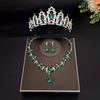 3pcs/set Crystal Bridal Tiara and Crown Earrings Necklace Jewelry Set for Women Princess Girls,Jeweled Wedding Tiara for Bride
