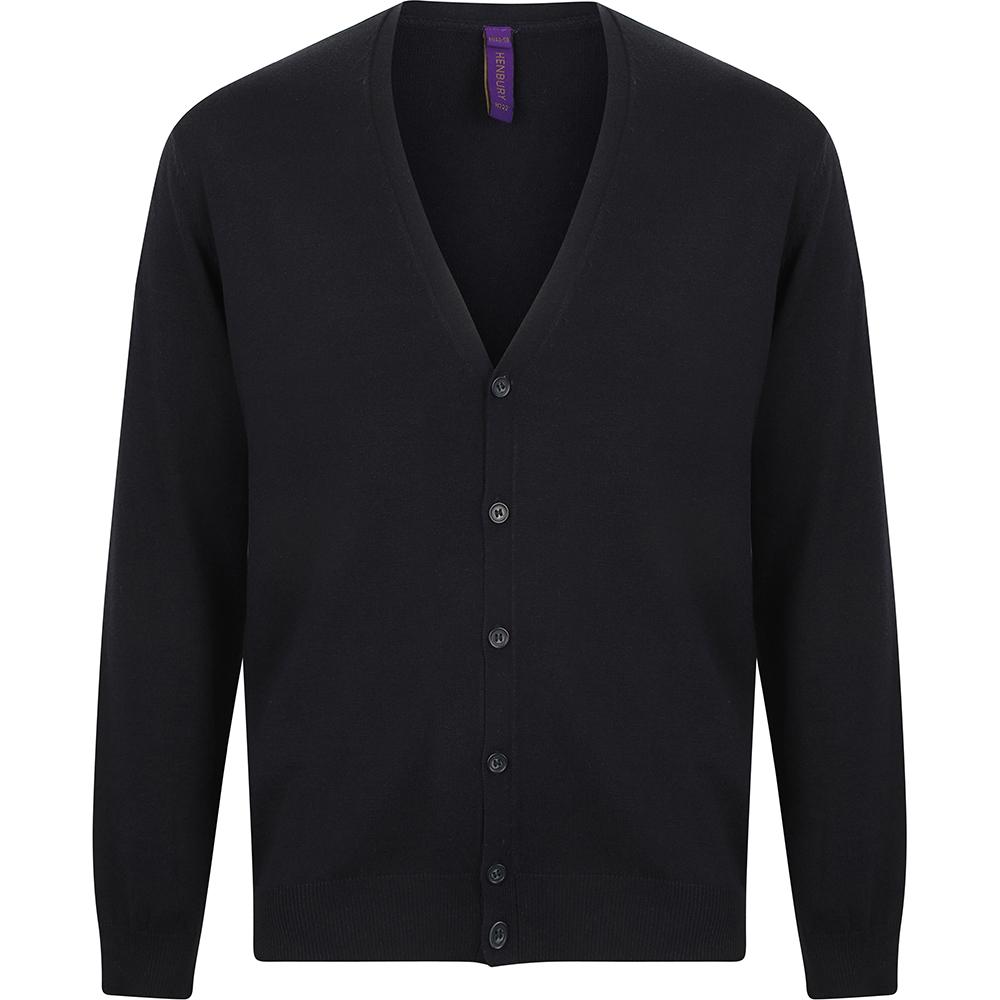 Henbury Pánský kardigan s knoflíkem do V z jemného úpletu