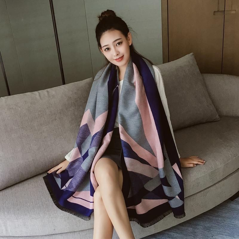 Autumn and winter versatile large shawl new dual-purpose warm student long thickened scarf women's winter