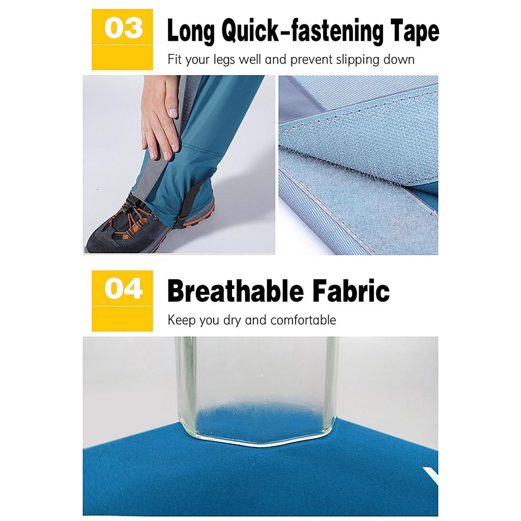 Leg Gaiters Waterproof Adjustable Anti Tear Snow Boot Gaiters for Outdoor Snowshoeing Hiking Skiing