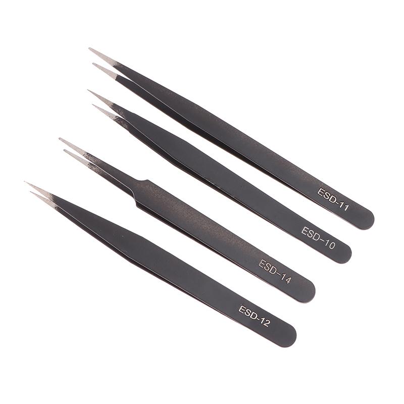 6 Pcs Precision Tweezers Set Anti-Static Esd Tweezer Stainless Steel Repair Tools For Electronics Soldering Model Jewelry Makin