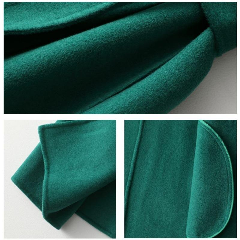 Handcrafted Long Woolen Coat for Women - Elegant Pure Color Overcoat