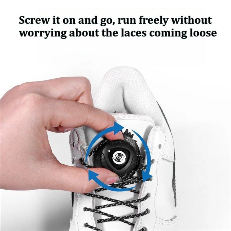 ABBP-No-Tie Thick Rope Design, 2 Pair Automatic Shoelaces Featuring Rotating Buckles For Sneaker Laces