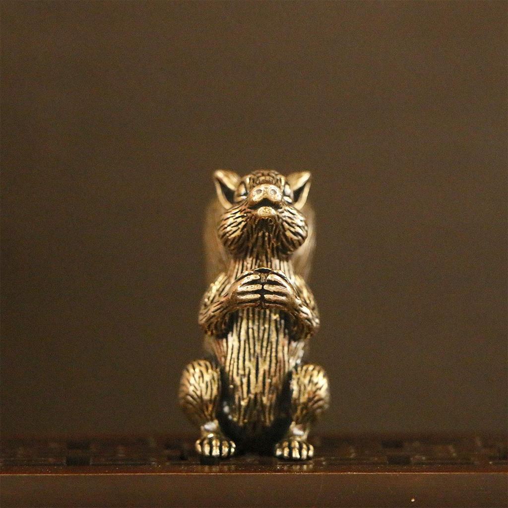 Messing Antik Eichhörnchen Desktop Ornamente Mikroschnitzerei Tee Haustier Kleine Kupferwaren