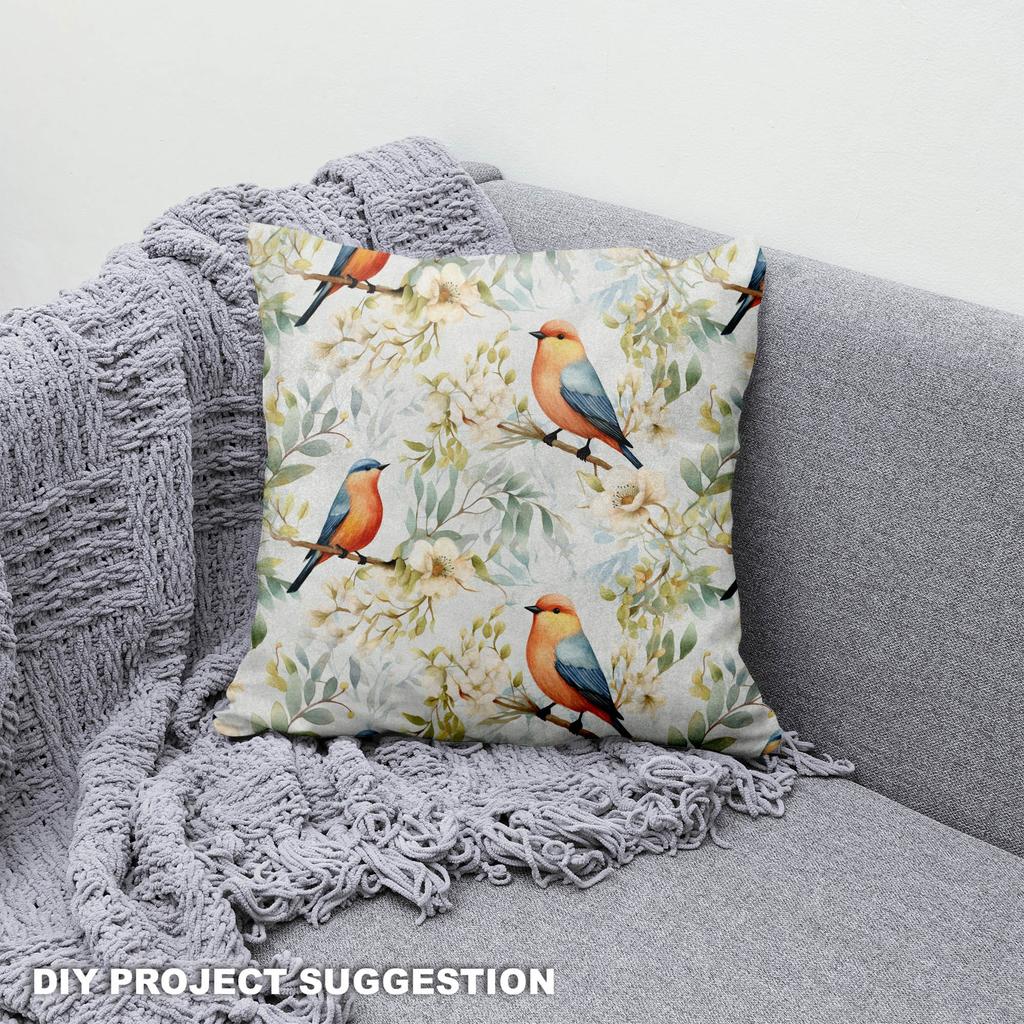 Royal Samt Stoff Polyester Zum Nähen - Motiv Vögel - Rdx2977