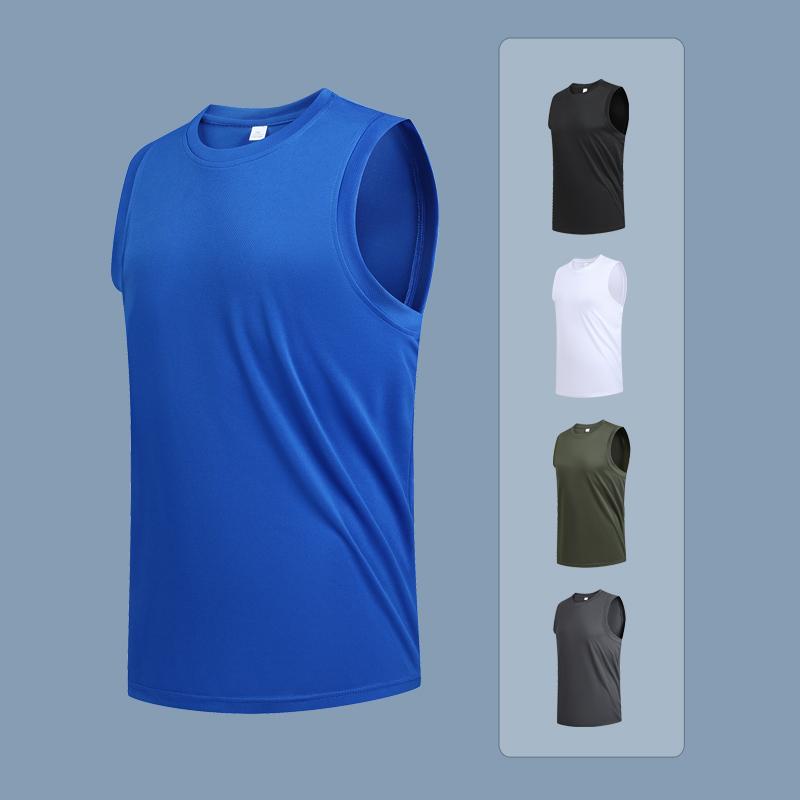 Men's Large Size Breathable Ice Silk Quick Dry Sleeveless Vest Round Neck Casual Running Fitness M-8xl Summer Sports T-Shirt