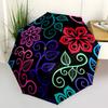 1pc Floral Pattern Automatic Umbrella - Stylish, Durable, with 8-Rib Manual Open Design, Elegant Black Handleyy250920152