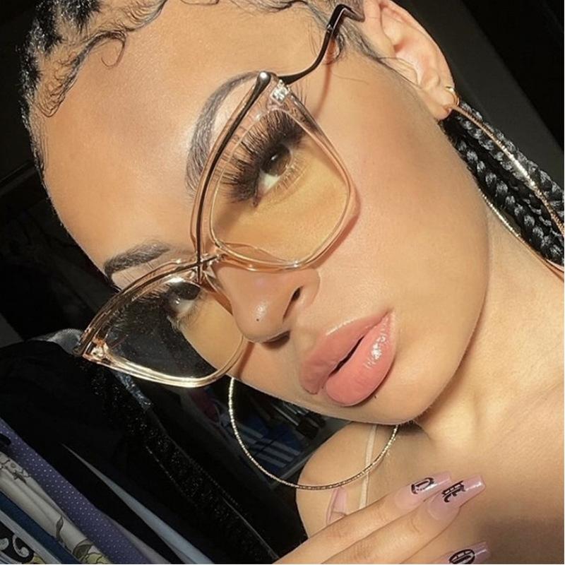 Light luxury cat eye metal sunglasses, high-end personality, square and round face, small face, large frame, trendy retro leopard print sunglasses
