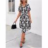 Summer New V-neck Short-sleeved Vertical Striped Beach Dress