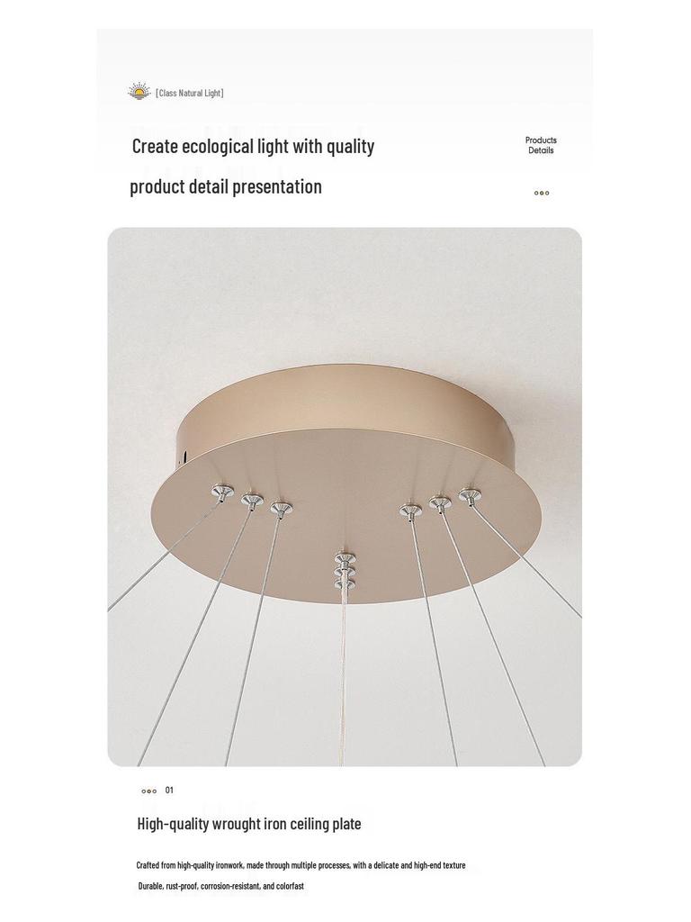 Modern Minimalist Champagne Gold Ring Chandelier for Living Room, Bedroom, Dining Room