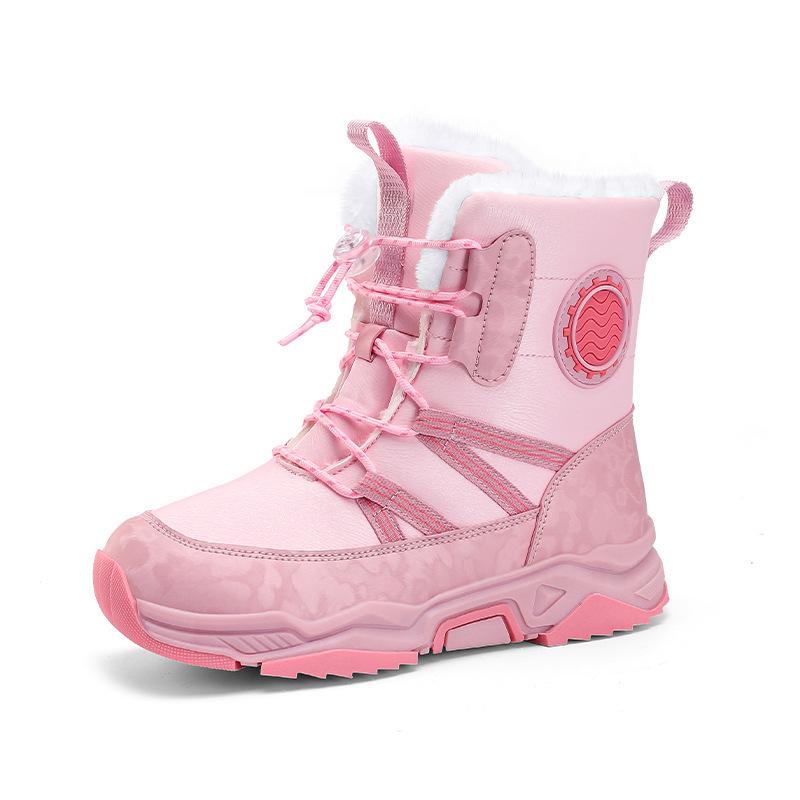 Girls' Winter 2024 Mid-Calf Snow Boots, Thick Cotton, Non-Slip, Wear-Resistant In Black or Blue