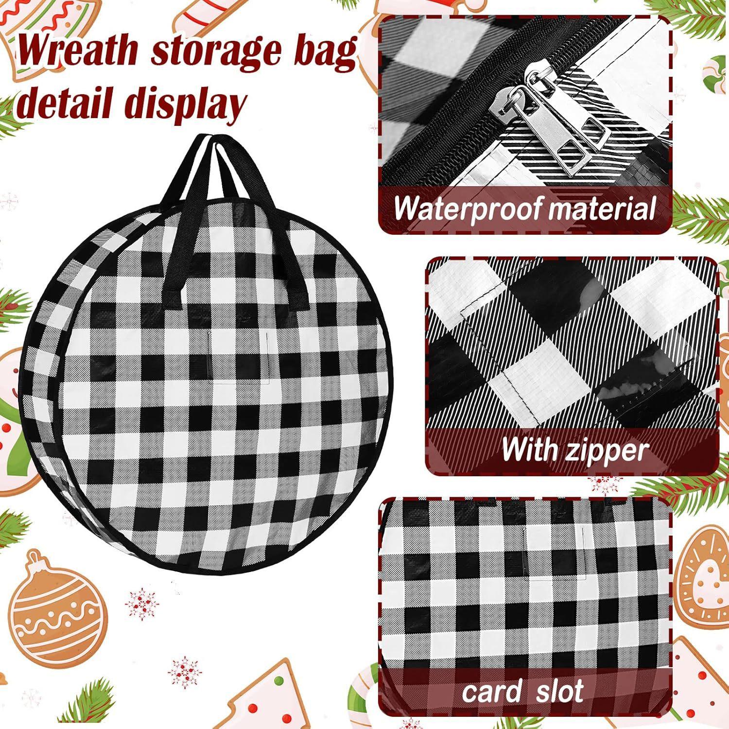 

Lattice Christmas Wreath Storage Bag Foldable Xmas Tree Bag Garland Container with Dual Handle for Home Festival Storing Tools чёрный