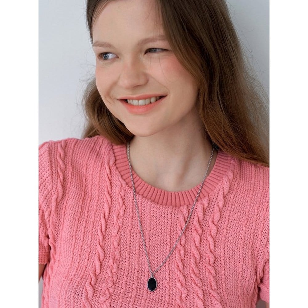 [Surgical] Black Oval Necklace