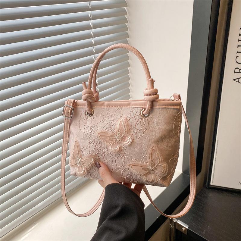 

2025 модная сумка ощущение корейская версия вышивка большая вместимость плечо новая женская сумка тоут бант универсальная повседневная розовый