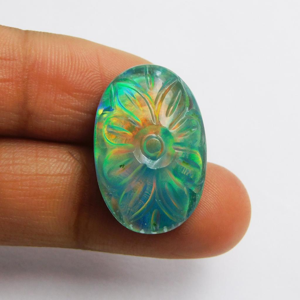 Doublet Opal Lab Created 19.5 Ct Oval Certified Beautiful Loose Gemstone