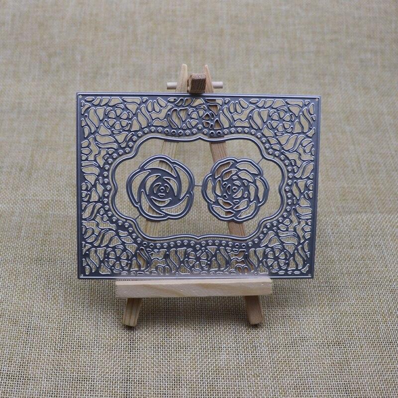 Rose Blume Rahmen Rechteck Metall Schneiden Stirbt Schablone DIY Scrapbooking Album Papier Karte Präge