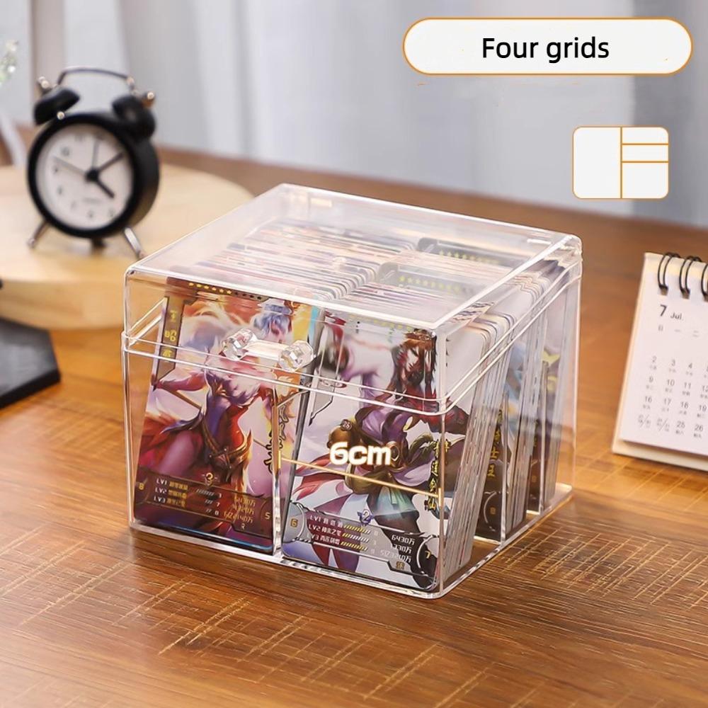 

Прозрачная коробка для хранения, глухая коробка, отделение для карт, откидная коробка, качественный чехол для карт Four grids