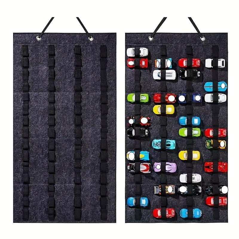 Wall-Mounted Car Display Box with Shelves, Made of Polyester, Perfect for Organizing Toys In the Living Room