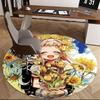 1pc Anime Cartoon Design Sunflower & Tulip Round Carpet - Office Chair Mat, Non-Slip Rug for Home Decor, Living Room, Bedroom, Game Room, Dormitory, G