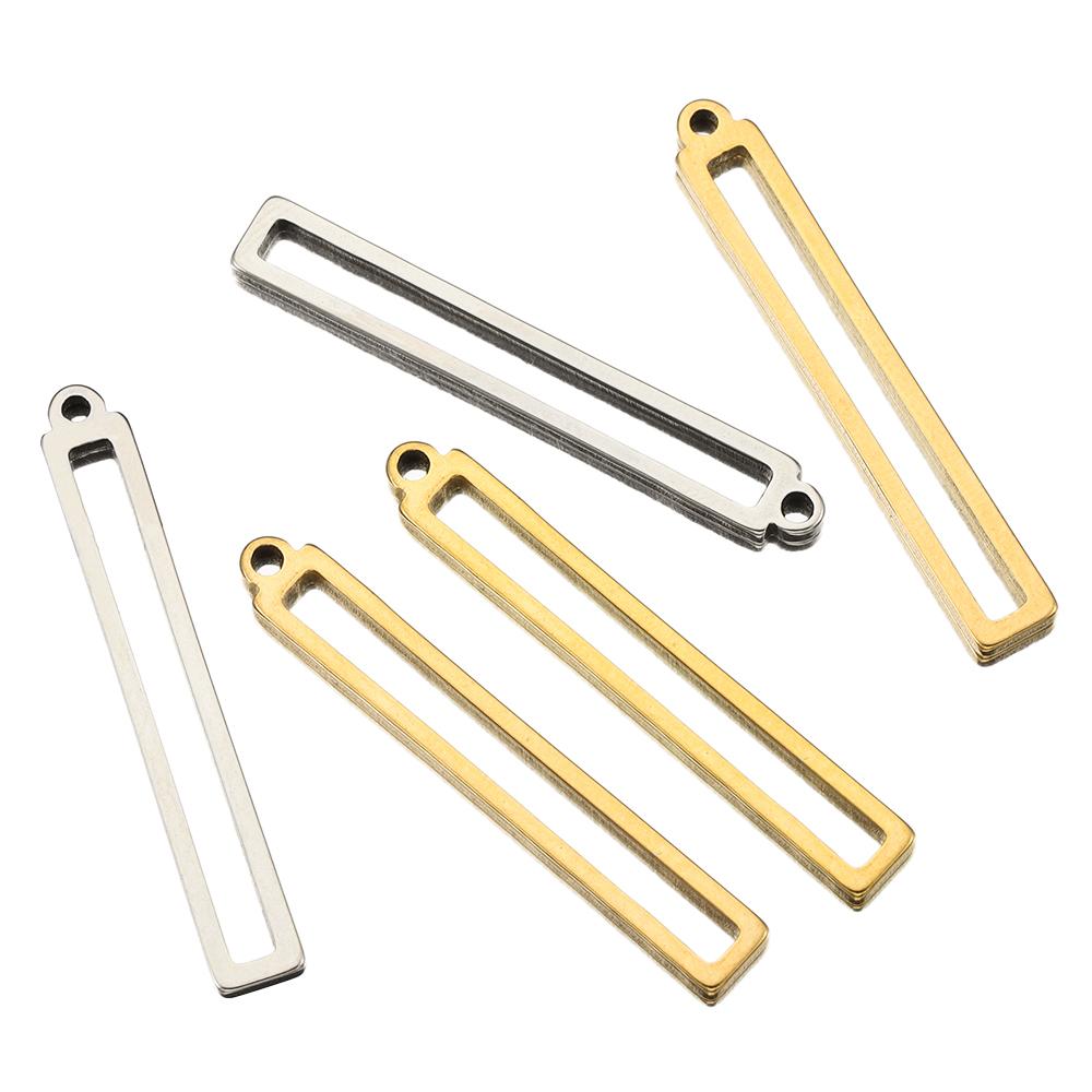 No Fade 10pcs 32mm Stainless Steel Hollow Rectangle Frame Charms Pendants for Earrings Necklace DIY Jewelry Making Wholesale