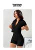 Seamless Cross-Zip Short Sleeve Yoga Jumpsuit