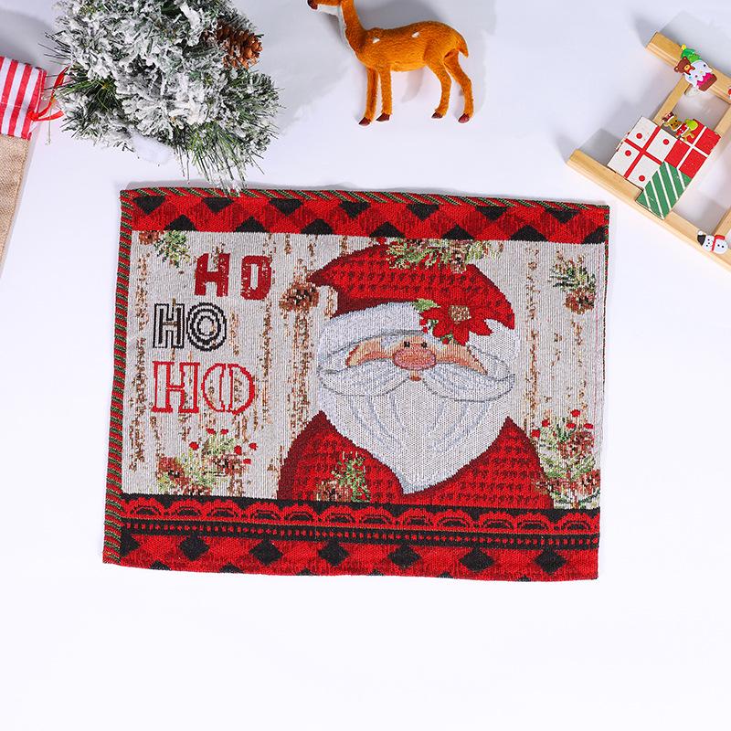 Santa Claus & Snowman Knitted Placemat Set with Small Tree Design
