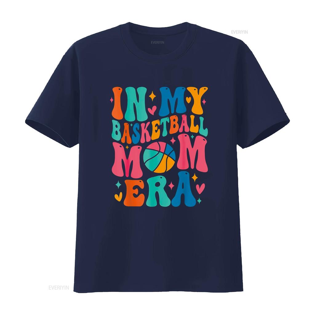 Groovy In My Basketball Mom Era Mama Mother T Shirt Vintage Washed Graphic Comfortable Top For Everyday Wear Stylish Unisex