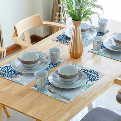 4PCS Ocean Coral Placemats Summer Coral Reef Linen Table Place Mat Nautical Sea Marine Seaweed Heat-Resistant Place Mats for Dining Kitchen 32x45cm