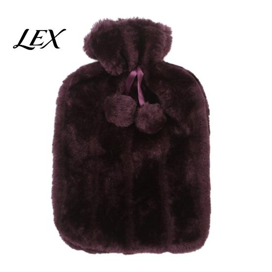 Reusable Hot Water Bag 2L Bottle with Plush Cover, Pompom Drawstring Bag, Winter Warm for Hands, Feet, Stomach 2000ML