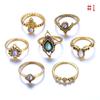 7 Stück/Set Damen Gold Punk Vintage Edelstein Knöchelringe Tribal Ethno Hippie Stein Gelenkring Set Geschenk