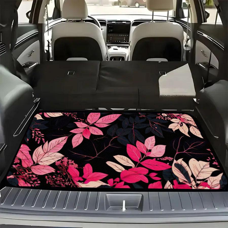 1pc Spring Summer Floral Print Individual Car Trunk Mat Interior Protection Cargo Liner Durable Polyester Floor Mat Safe