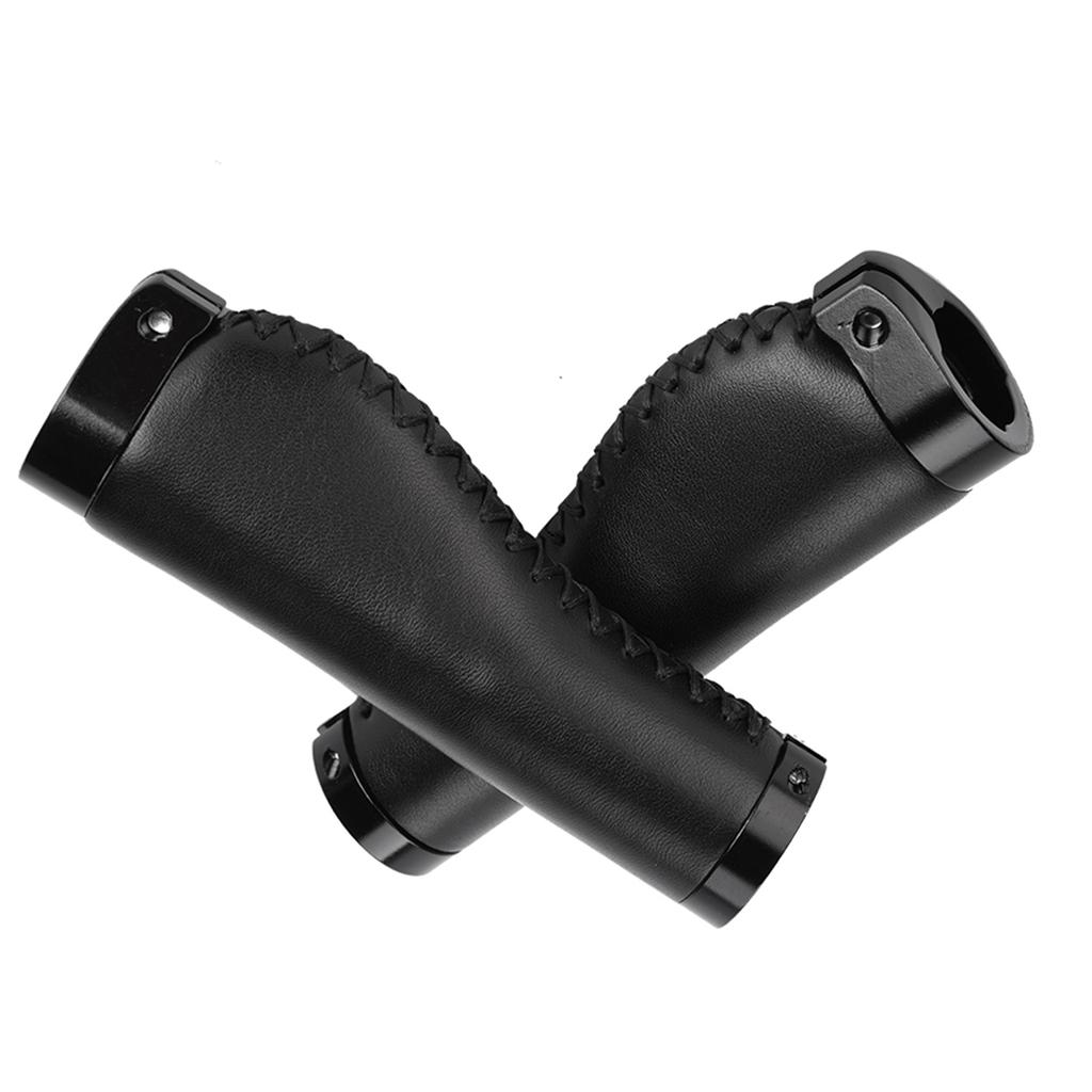 1 Paar PU-Leder Mountainbike Faltrad Fahrrad Lenkergriffe abschließbar (Schwarz)