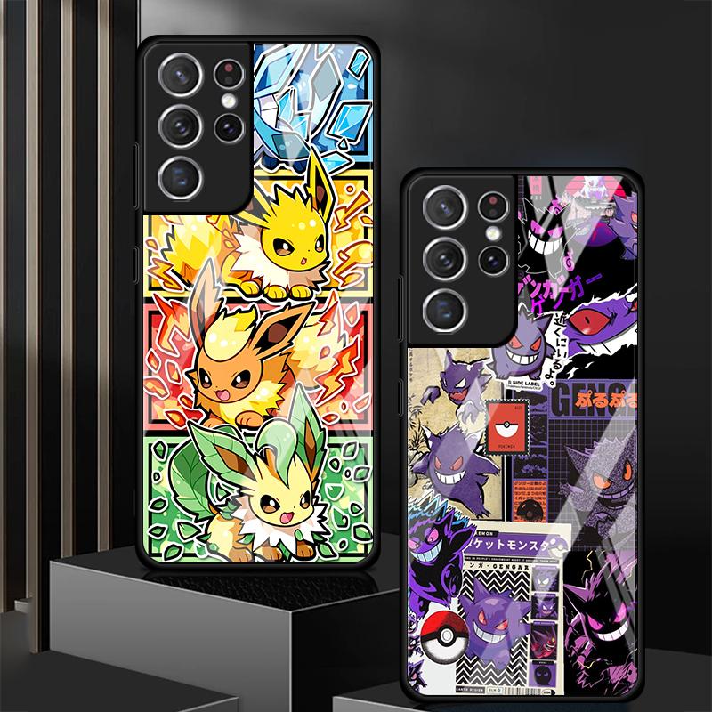 Cartoon Hot Pokemon Glass Case for Samsung Galaxy S26 S25 Ultra S24+ S25+ S23+ S24 S21 S23 Plus S20 FE S22 Luxury Phone Cover