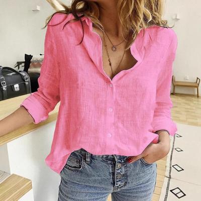 Summer Women's Tops, Ladies' Casual Loose Lapel Long-sleeved Ladies' Shirts