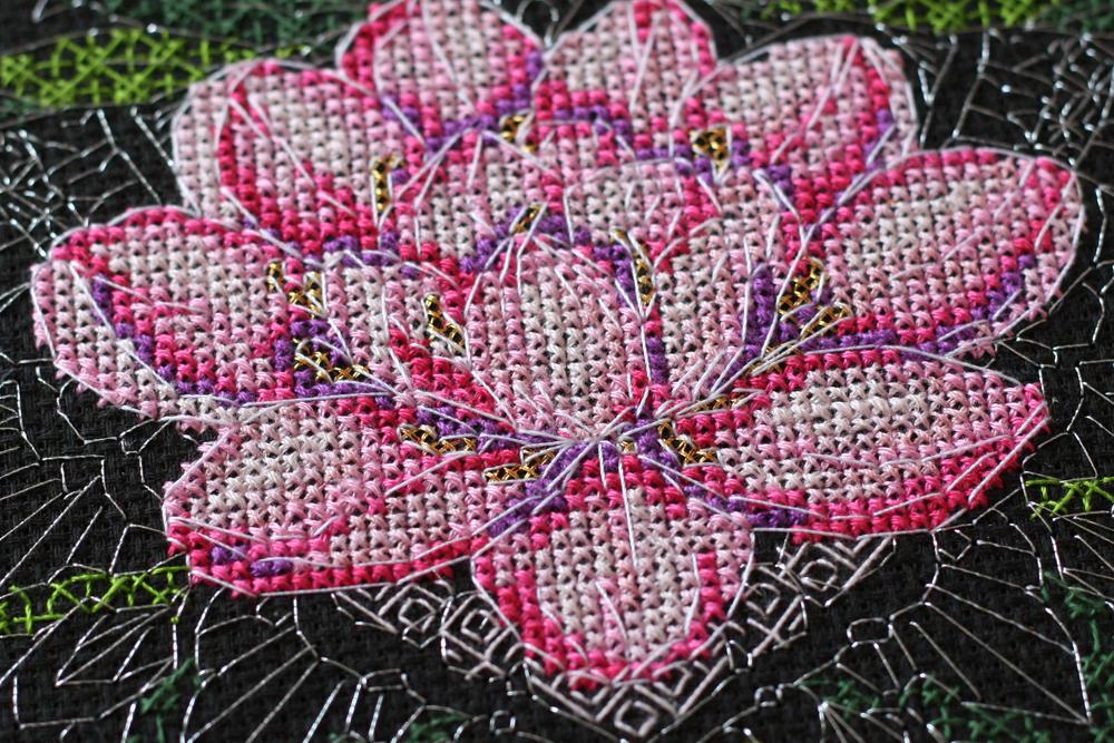 Cross Stitch Kit Abris Art Plants On a Black Background