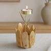 Matte Finish Wood Candle Holder Wooden Glass Holder, Rustic Driftwood Ornament, Farmhouse Natural Branch Tabletop Decor for Living Room Bedroom Office