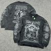 T-shirt Manches Longues Coton Lavé Effiloché Édition Limitée Cradle Of Filth Unisexe Streetwear