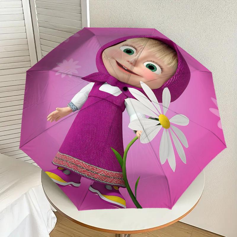 1pc Masha Automatic Folding Umbrella, Portable Collapsible Design, Casual Outdoor Accessory L1127070
