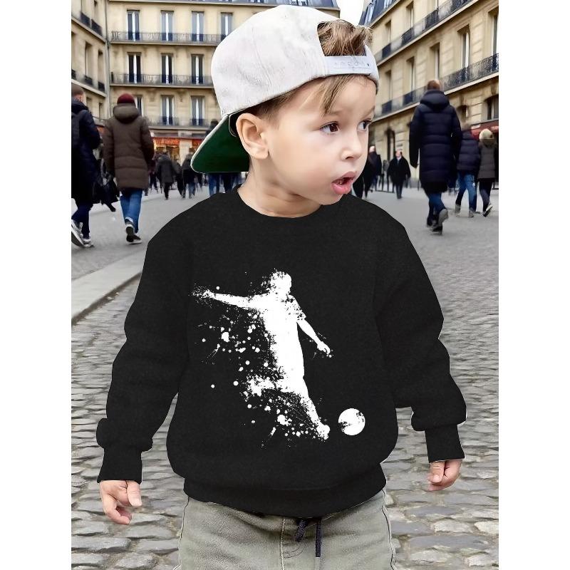 New Children's Novelty Soccer Graphic Sweatshirt, Autumn/Winter 2D Print O-Neck Pullover, Kids' Daily and Holiday Long