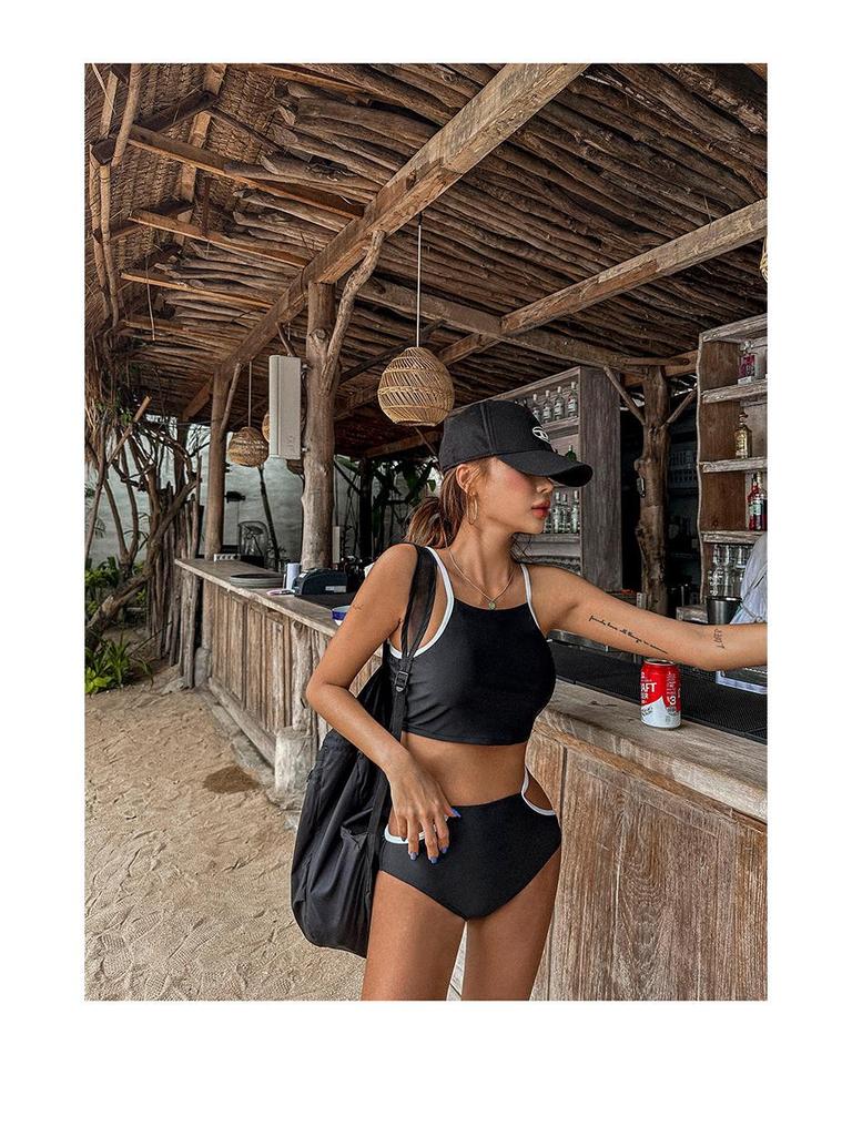 2023 High Waist Tummy Control Cutout Bikini: Push-up, Solid Color, Vacation-Ready Swimsuit for Women