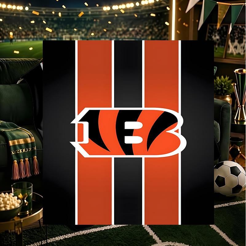 Bengals Team Logo Artwork Blanket Lightweight Flannel Bedding Blanket Perfect for Travel, Camping, Living Rooms, Offices, Sofas, Fan Christmas gift