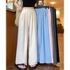 Sommer Damen Süß Bunt Eis Seide Hosen Dame Baggy Vielseitig Elastisch Gerade Beine Hosen Weiblich Weite Beine Hohe Taille Hosen