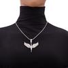 Unisex Vintage Angel Wing Pendant Necklace - Hip Hop Zircon Diamond Jewelry Accessories for Men and Women Sweater Chain