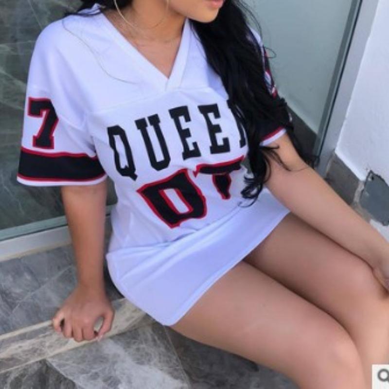 Women Fashion Letter Pattern Dress Casual Short Sleeve Bodycon Short Dress