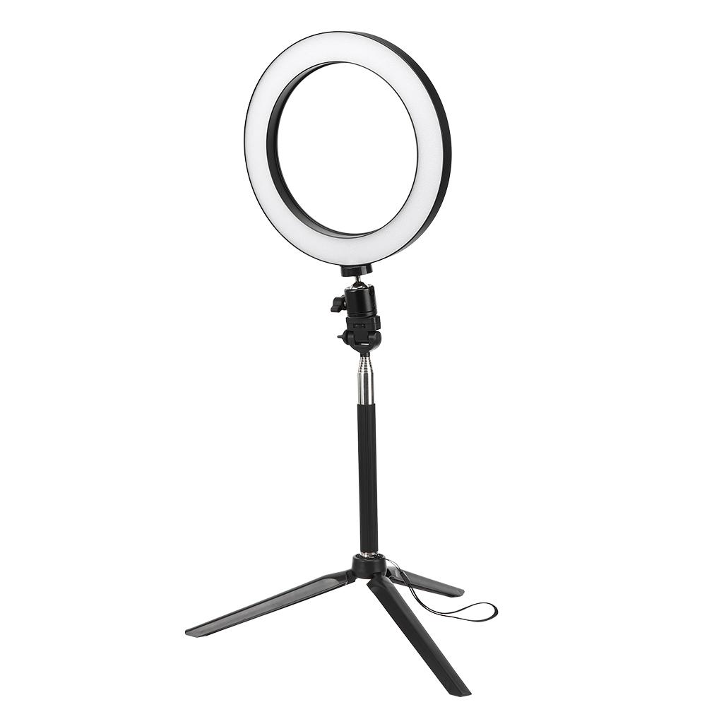 20cm Aluminium Alloy LED Ring Light 3200K 5500K Dimmable USB Port Photography Lamp with Tripod Selfie Stick