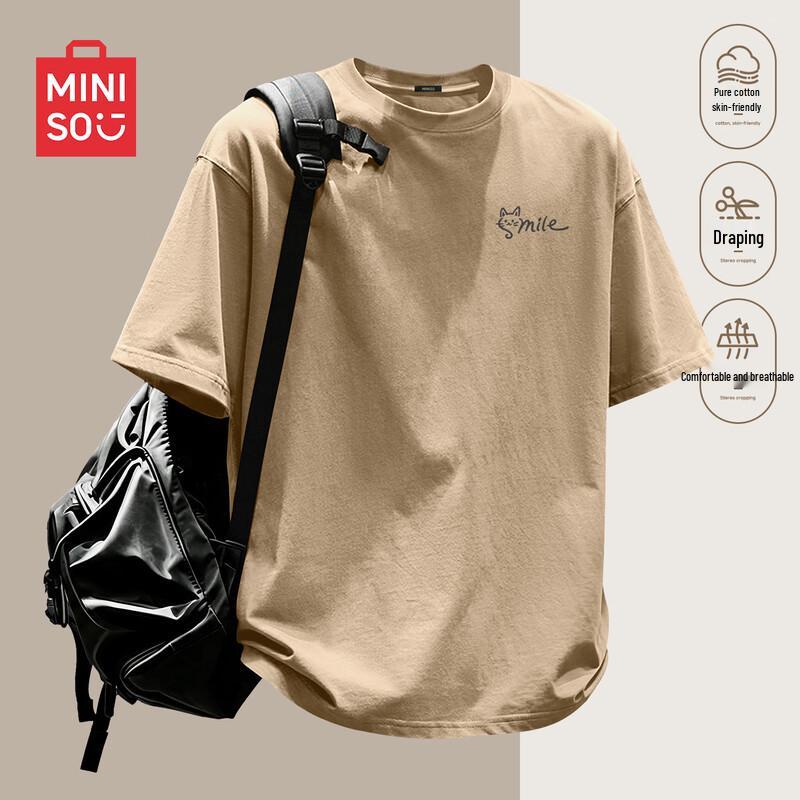 MINISO Men s Pure Cotton Crew Neck T-Shirt M
