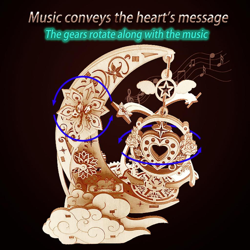 3D Wooden Puzzle for Adults and Teens, DIY Music Box Wooden Building Model Kit, Mechanical Jigsaw Puzzle, Construction Craft Kit, Hobby, Ages 14+